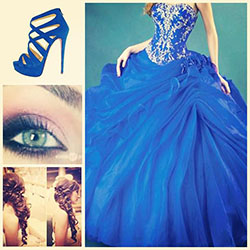 Ideas lindas de atuendos para el baile de graduación: #elegante #azul #ojos #gris #tacones #cabello #recogido #prom #l4l #etiquetas #sígueme #seguir...: 