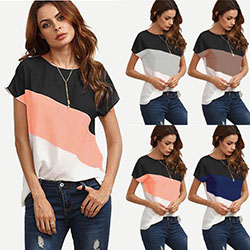 Blusa de manga corta de verano para mujer a la moda de EE. UU., camisetas informales sueltas para mujer: 