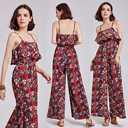 Alisa Pan Mujeres Clubwear Summer Strappy Floral Jumpsuits Split Mamelucos 07186: mono  