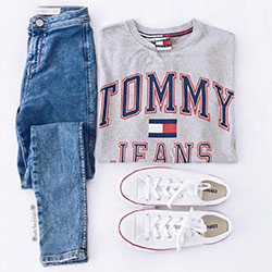Tommy Jeans 90S, Cute outfits Tommy Hilfiger, Polo shirt: Atuendos Informales  