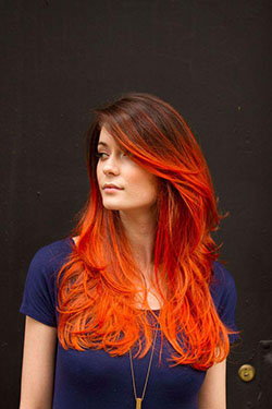 Castaño a naranja degradado Ombré Flame Hair: 