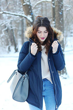 Bomboogie parka azul marino chaqueta de invierno abrigo piel sintética jersey mango azul marino rosa mom jeans.: Abrigo de lana,  Abrigo de invierno  