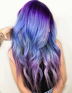 Impresionante peinado Ombre púrpura y lavanda en 2022: Peinados morados para cabello largo  