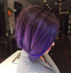 Púrpura Pastel – Peinado Bob Rizado Para Niñas | Tendencia de pelo corto: 