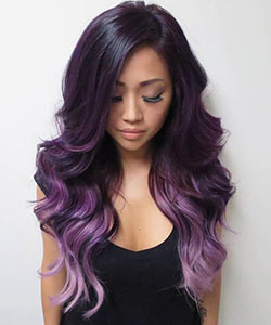 Idea de color de cabello púrpura lavanda | Mejor peinado morado 2022: Peinados morados para cabello largo  