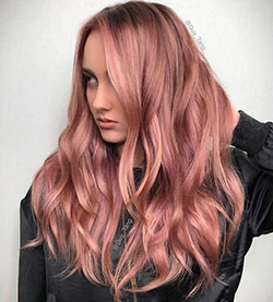 cabello ondulado rosa dorado: 