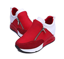 OHQ Zapatos deportivos de fondo grueso y zapatillas deportivas para mujer Negro Rojo Moda Zapatillas Deportes Correr Senderismo Plataforma gruesa Tobillo plano Punta redonda Moda Básico Sólido: 