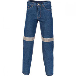 DNC WORKWEAR Jeans de mezclilla con cinta reflectante CSR 3327: Trajes De Mezclilla  