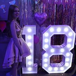 Números de luces LED gigantes para fiesta de cumpleaños número 18 para alquilar fronda Sound Of Music Dj ...: trajes de fiesta  