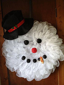 Guirnalda de cabeza de muñeco de nieve de malla decorativa: día de Navidad,  Santa Claus,  Decoración navideña,  Malla decorativa  