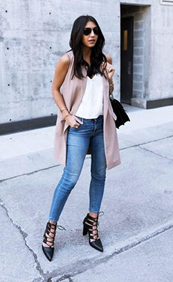 Outfits casual Chaleco Jeans, Chaleco Alargado: 