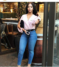 Chicas Negras Ropa casual, Jeans Moda: Pantalones ajustados,  Traje casual de niña negra  