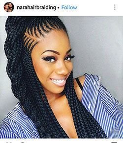 Peinados africanos de niña negra, trenzas de caja: Cabello con textura afro,  trenzas de ganchillo,  peinados africanos,  peinado mohicano,  peinados negros  