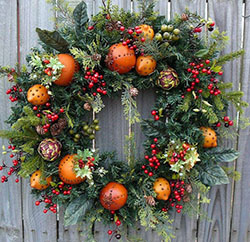 corona de navidad naranja: día de Navidad,  Santa Claus,  árbol de Navidad,  Decoración navideña,  Decoración navideña  