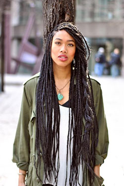 Black Girl Box trenzas, cabello con textura afro: Pelo largo,  peinados africanos,  peinados negros  