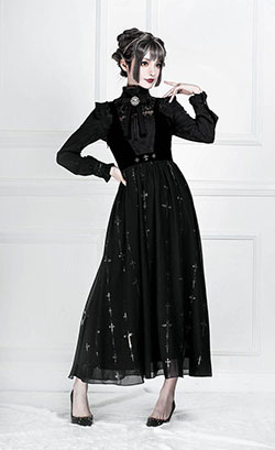 Teclado modelo M. Alta costura, Negro M: moda gótica,  conjuntos de vestido gótico  