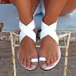 Compre artículos de liquidación en línea Moda de mujer Verano Sexy Sandalias planas blancas Chanclas Sandalias bohemias Tobillo Sandalias romanas informales: 