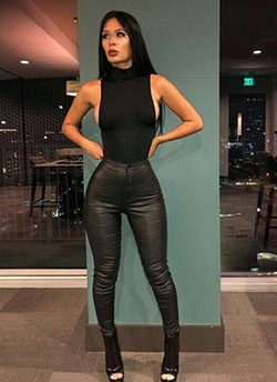 Modelos favoritas adolescentes con leggins, Leggins de Cuero Negros: 
