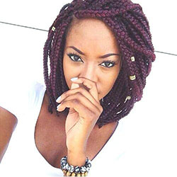 Corte Black Girl Bob, trenzas Box: Cabello con textura afro,  Cabello corto,  Resaltado del cabello,  Peinado de chicas lindas  