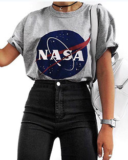 Camiseta con gráfico de la NASA, top corto urbano: moda grunge,  Ideas de ropa de calle  