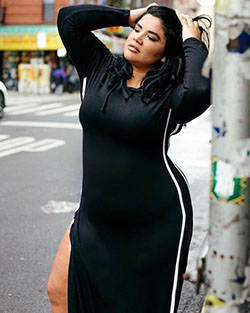 Vestido largo negro para mujer de talla grande: Modelo de talla grande  