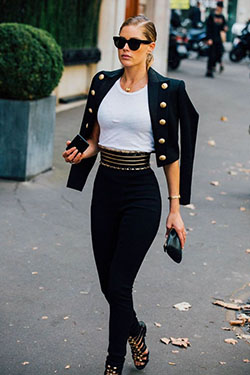 Outfit con jeans negros para mujer: Vaqueros ajustados,  Semana de la Moda,  objetivos de moda,  Doutzen Kroes  