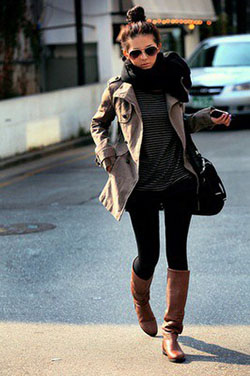 Outfit con leggins negros otoño: trajes de invierno,  gabardina  