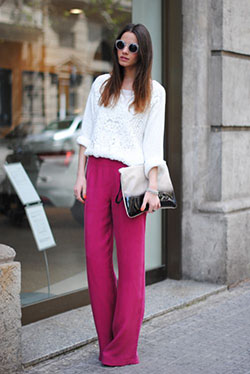Pantalones largos de estilo callejero.: Vaqueros anchos,  pantalones palazzo,  pantalón rosa  