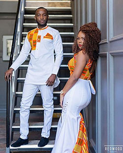 Trajes de pareja africana a juego: Vestido de novia,  Trajes africanos a juego  
