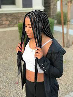 Trenzas de caja largas medianas: Cabello con textura afro,  Pelo largo,  Ideas para teñir el cabello,  trenzas de caja,  Peinados Trenzados,  Cuidado del cabello  