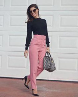 Traje de pantalón rosa para el otoño: pantalón rosa  