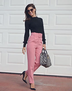 Traje de pantalón rosa para el invierno: pantalón rosa  