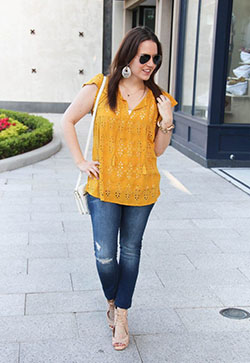 Dama de jeans casuales amarillos: Outfits Amarillo Niñas  