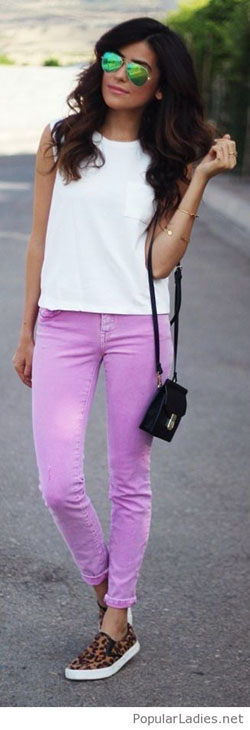 Pantalón rosa fresa para mujer: Zapato de tacón alto,  Pantalones ajustados,  vaqueros rosas  