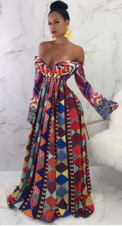 vestido largo Ankara: vestido largo,  Nova de la moda,  paño kente,  Vestidos Ankara  