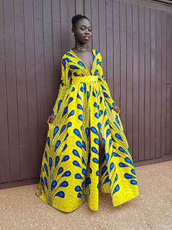 Cera africana para vestidos: vestido largo,  paño kente  