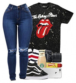Camiseta de los Rolling Stones para hombre: Camiseta estampada,  Jordan Trajes Polyvore  