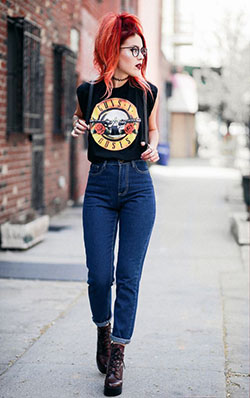 Urban Girls Skinny Jeans Swag Outfit: moda grunge,  moda punk,  Punk rock,  modainsta,  Atuendos Con Botín Negro  