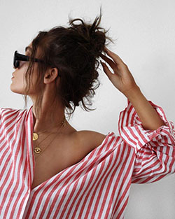 Conjunto Camisa A Rayas Roja Y Blanca Mujer: Fotografía de moda,  moda grunge  