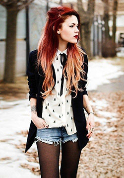 Atuendos de estilo tomboy swag para niñas: cabello rojo,  moda grunge,  trajes botín,  modainsta  