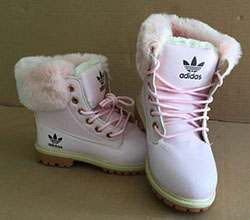 Botas de piel adidas rosas para chicas adolescentes: Botas de nieve Mujer  