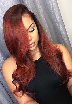 Cabello borgoña natural en piel oscura: Peluca de encaje,  cabello rojo,  corte de pelo normal,  Ideas para teñir el cabello  