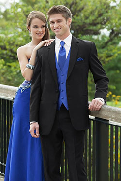 Linda pareja de baile azul real a juego, ropa formal: Vestido de noche,  Ropa semiformal,  trajes de regreso a casa,  traje de fiesta  