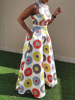 Diseño moderno único para diseños de vestidos africanos.: Camisa sin mangas,  vestidos africanos,  vestido largo,  Atuendos Ankara  
