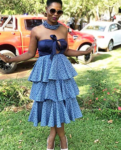 Admirados últimos diseños shweshwe 2019, estampados de cera africana: vestidos de coctel,  vestido largo,  Vestidos Shweshwe  