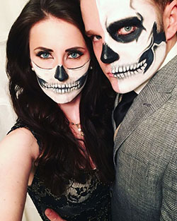 Fotos encantadoras de maquillaje de pareja esqueleto y disfraz de Halloween: disfraz de Halloween,  Maquilladora  