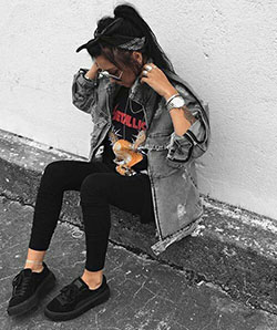 Chica Van Baddie Trajes Tumblr: Atuendos Informales,  trajes botín,  traje de niña negra,  Trajes de malo  