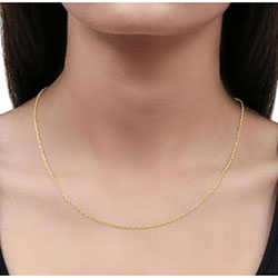 Collar De Cadena Cable Trace De Corte De Diamante De 2 Mm Chapado En Oro Amarillo De 9 Ct 17,00 €: 