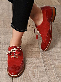 ¿Quieres probar los zapatos rojos de mujer, zapatos Brogue?: Zapato de tacón alto,  Zapato sin cordones,  gatito entero,  Zapato de vestir,  Zapato oxford,  Zapato brogue  