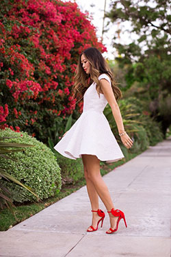 vestido blanco con tacones rojos: Zapato de tacón alto,  Zapato de salón,  Zapato de punta abierta,  ana taylor,  Trajes De Zapatos Rojos  